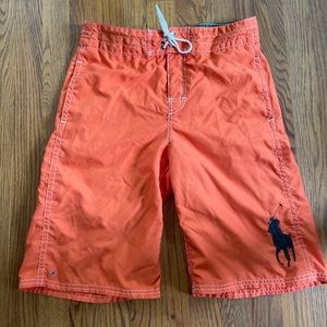 Polo Ralph Lauren Boys Orange Logo Swimsuit Size L 14-16